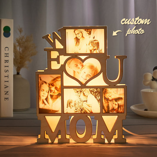 Luce Notturna Personalizzata "Ti Vogliamo Bene" con Foto – Regalo Creativo e Unico per la Mamma