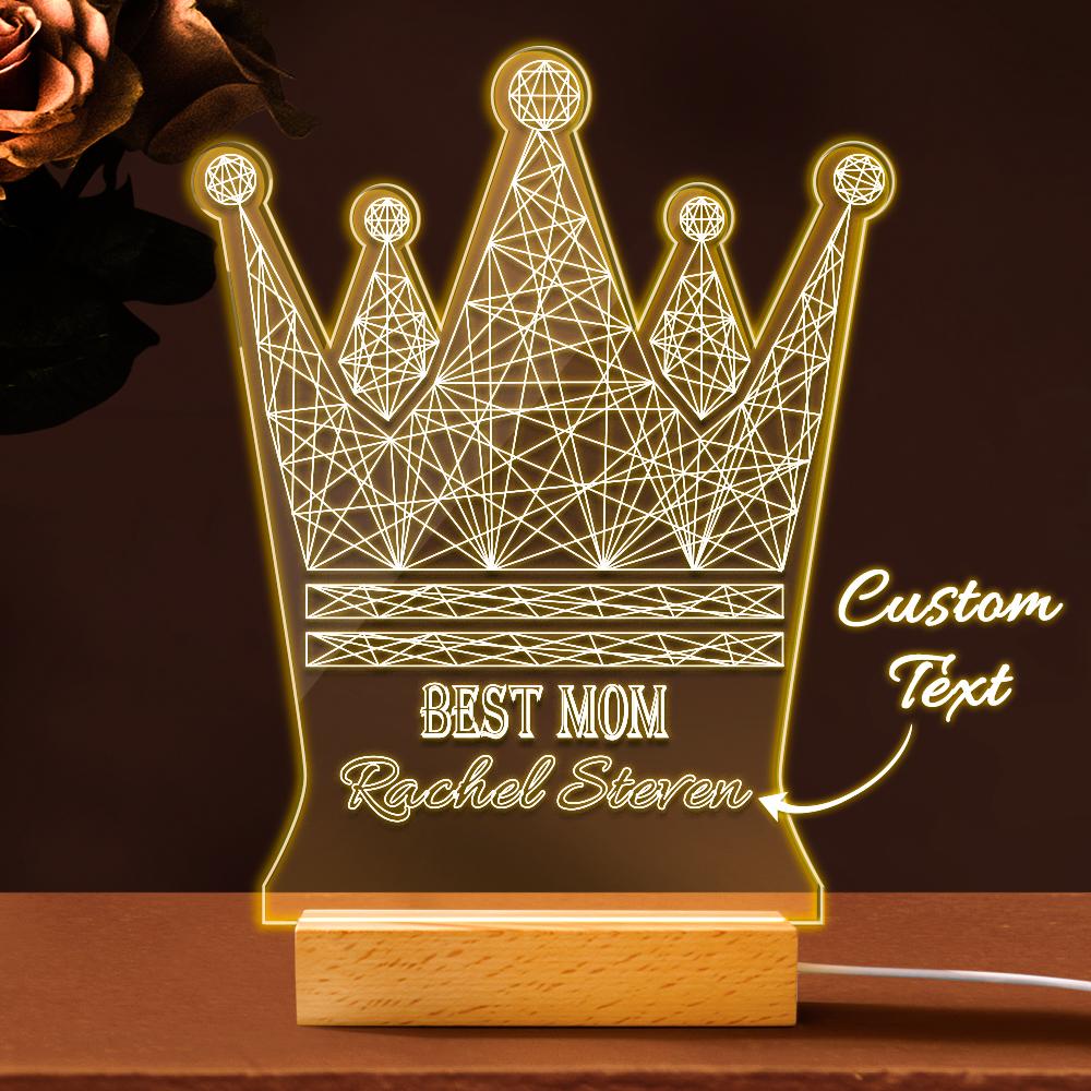 Lampada LED Personalizzata Corona della Regina Regalo "Best Mom" mamma