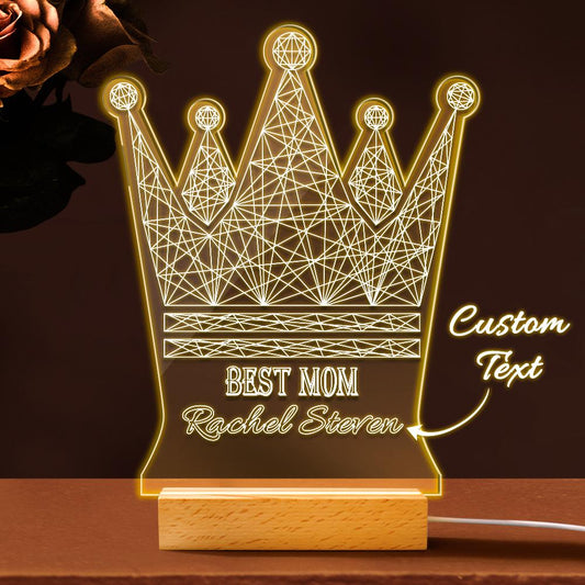 Lampada LED Personalizzata Corona della Regina Regalo "Best Mom" mamma