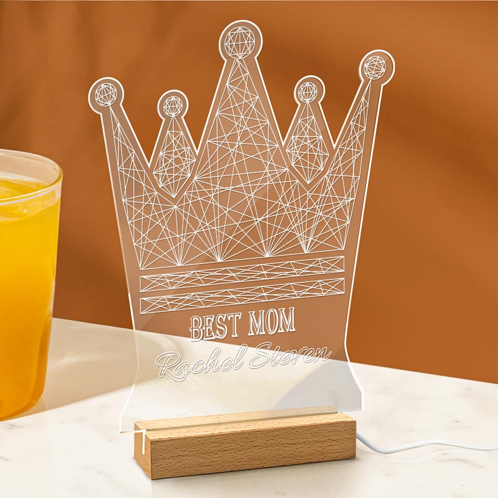 Lampada LED Personalizzata Corona della Regina Regalo "Best Mom" mamma
