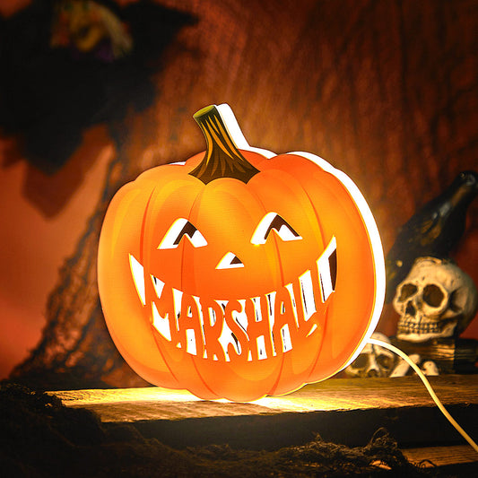 Lampada Acrilico Foto e Nome Halloween Luce LED Calda Regalo