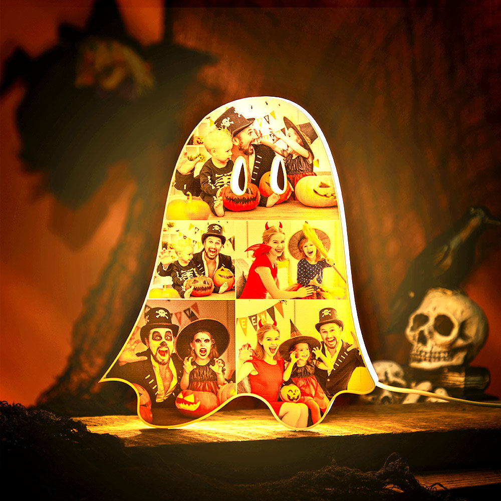 Lampada Acrilico Foto e Nome Halloween Luce LED Calda Regalo