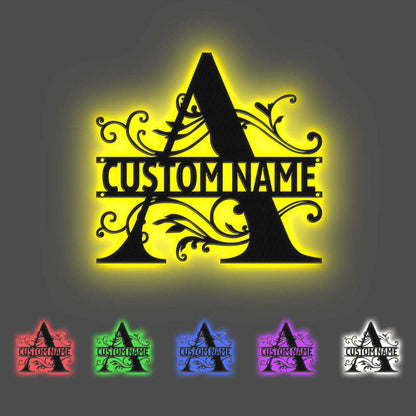 Insegna in Metallo Retroilluminata a LED Monogramma Personalizzato Lettera Iniziale Wall Art Moderna