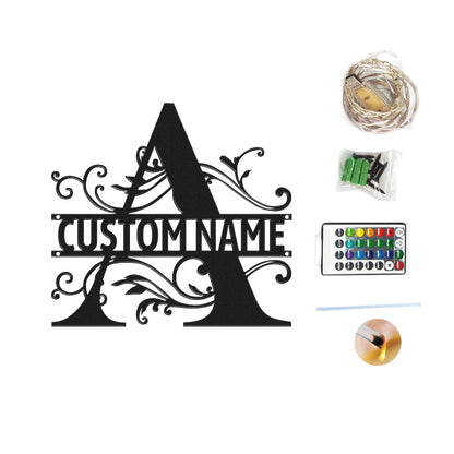 Insegna in Metallo Retroilluminata a LED Monogramma Personalizzato Lettera Iniziale Wall Art Moderna
