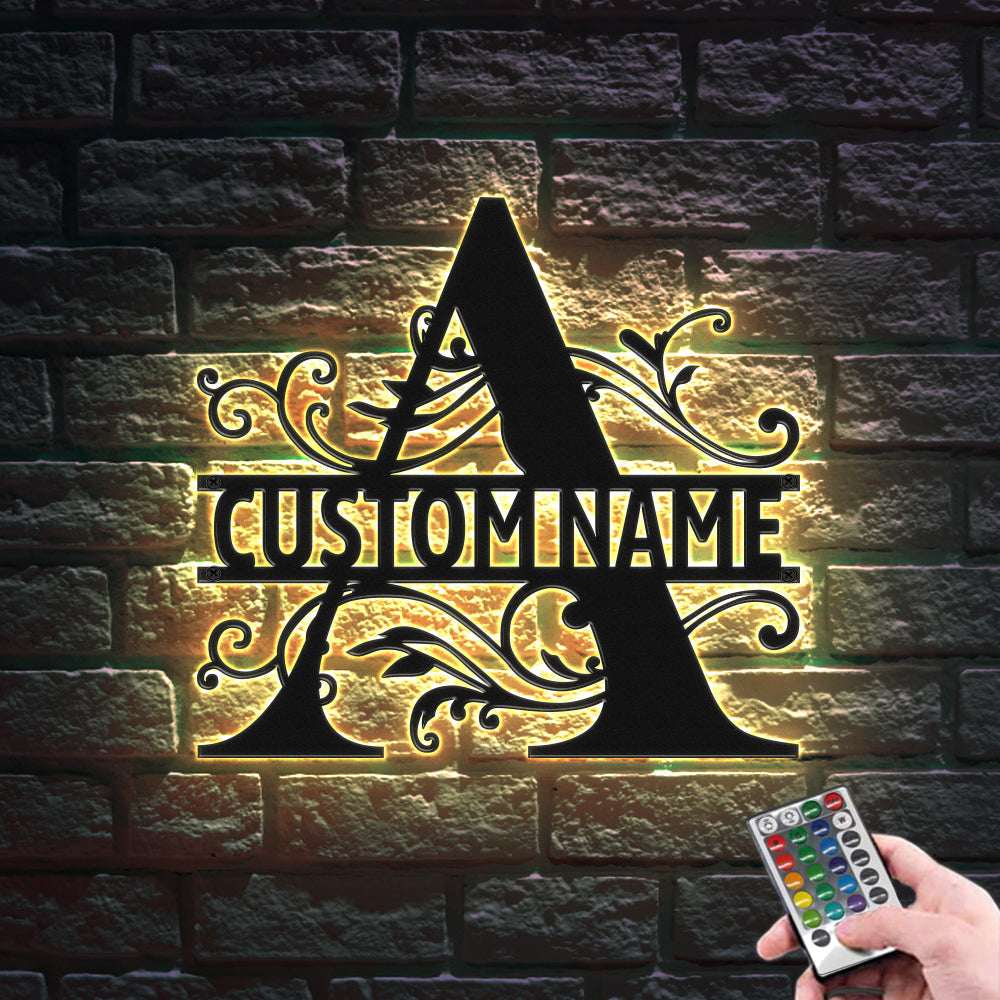 Insegna in Metallo Retroilluminata a LED Monogramma Personalizzato Lettera Iniziale Wall Art Moderna