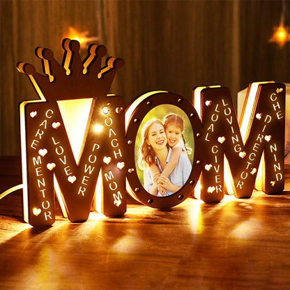 Lampada LED Personalizzata con Foto e Nome | Regalo Mamma in Legno