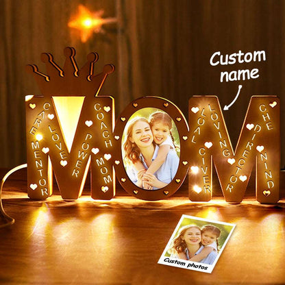 Lampada LED Personalizzata con Foto e Nome | Regalo Mamma in Legno