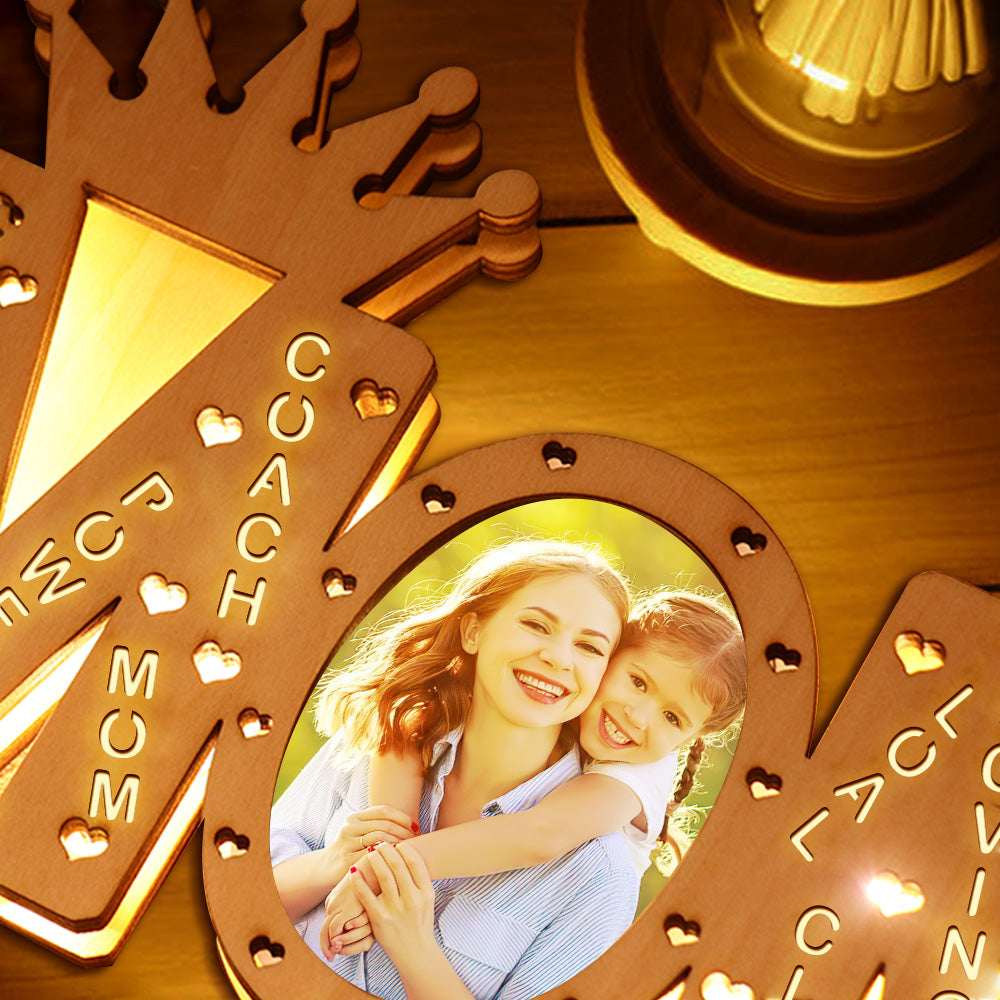 Lampada LED Personalizzata con Foto e Nome | Regalo Mamma in Legno