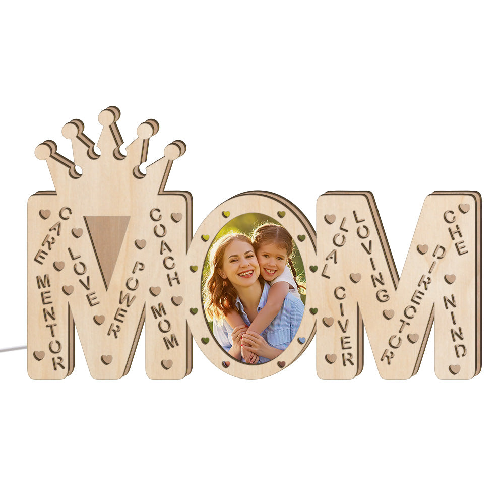 Lampada LED Personalizzata con Foto e Nome | Regalo Mamma in Legno