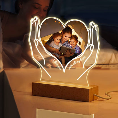 Luce Notturna in Acrilico Personalizzata con Foto – Regalo Emozionante per la Mamma da Figlio o Figlia