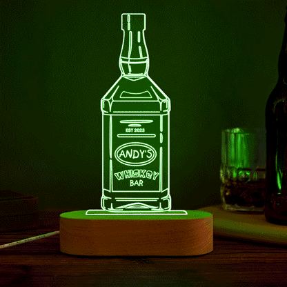 Lampada 3D Personalizzata Bottiglia Liquore 7 Colori idea regalo