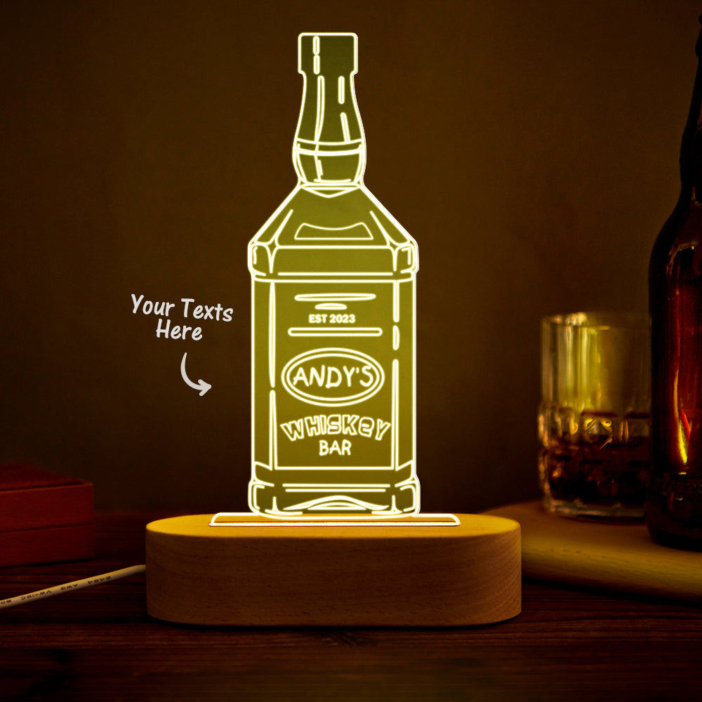 Lampada 3D Personalizzata Bottiglia Liquore 7 Colori idea regalo