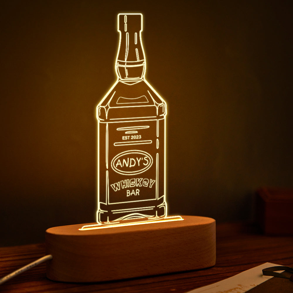 Lampada 3D Personalizzata Bottiglia Liquore 7 Colori idea regalo