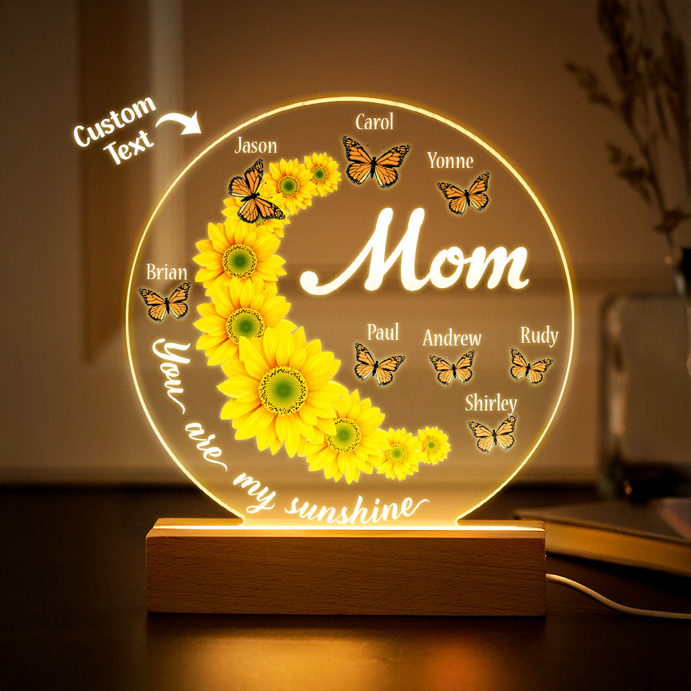 Lampada Girasole Personalizzata con Nomi per la mamma