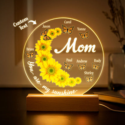 Lampada Girasole Personalizzata con Nomi per la mamma