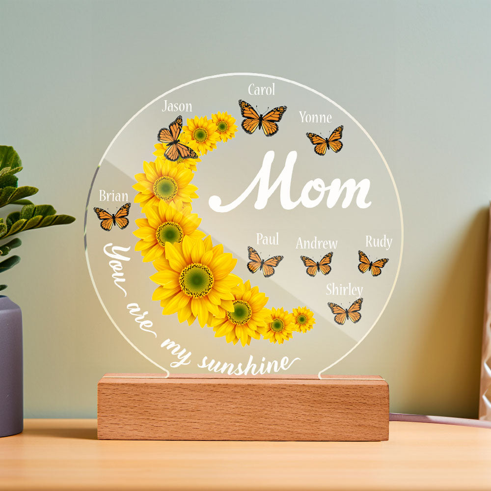 Lampada Girasole Personalizzata con Nomi per la mamma