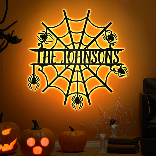Luce Halloween Famiglia Ferro Nero 16 Colori LED Regalo Personalizzato Nome Cognome Fuoriporta