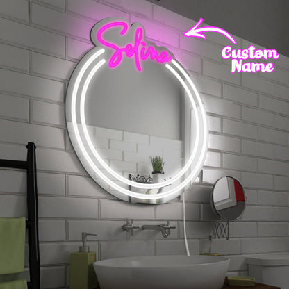 Specchio LED Personalizzato con Nome Lampada Mirror Dimmerabile idea regalo mamma lei lui