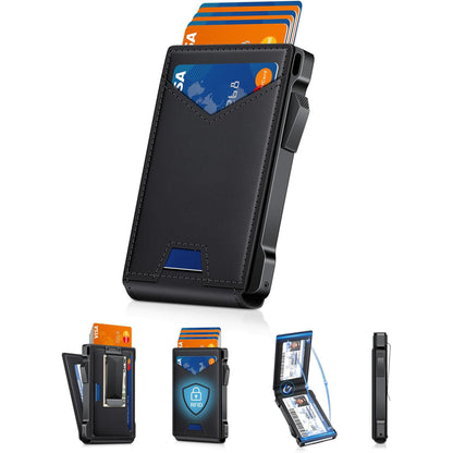 Portafoglio Uomo Pieghevole con Finestra ID Pop-Up Protezione RFID