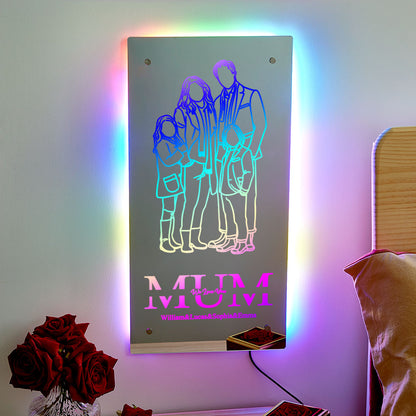 Specchio LED Personalizzato con Foto Silhouette stilizzate Regalo Mamma