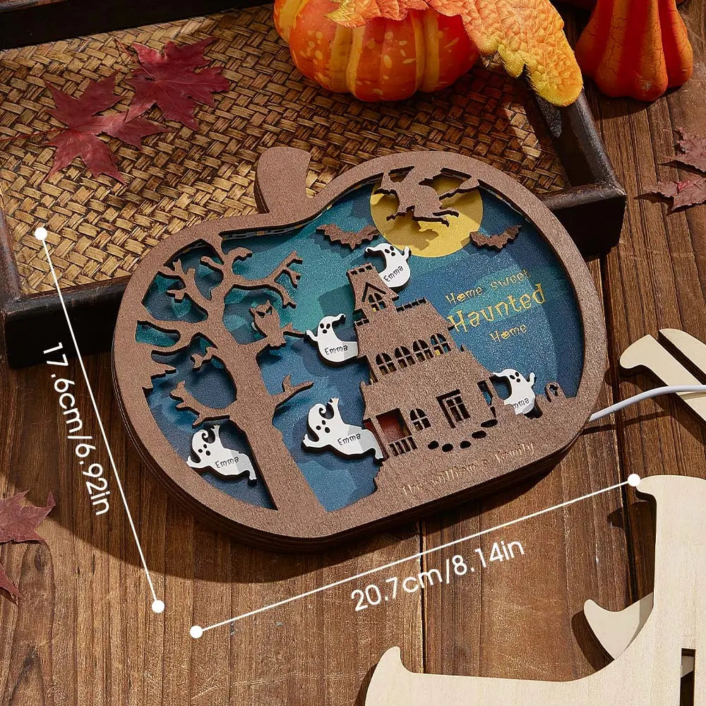 Luce Notte Decorazione Halloween Personalizzata Famiglia Lampada con Nome