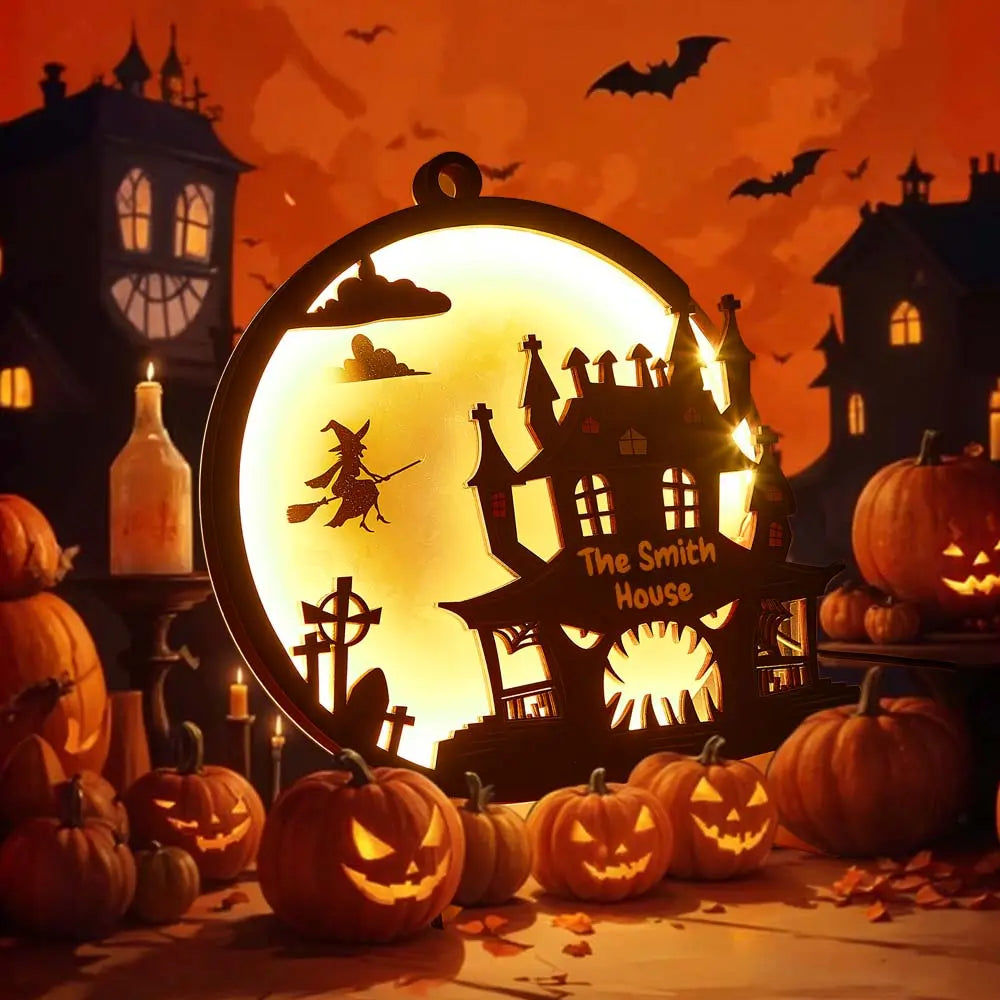Luce Notte Halloween Personalizzata con Nome Cognome Famiglia Lampada LED Decorazione