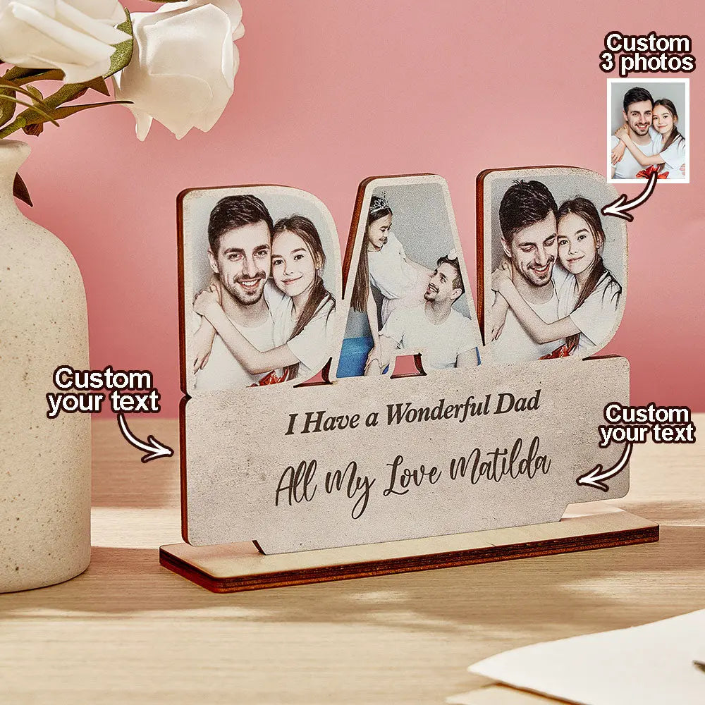 Targa in legno personalizzata per papà con foto