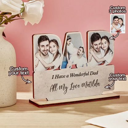 Targa in legno personalizzata per papà con foto