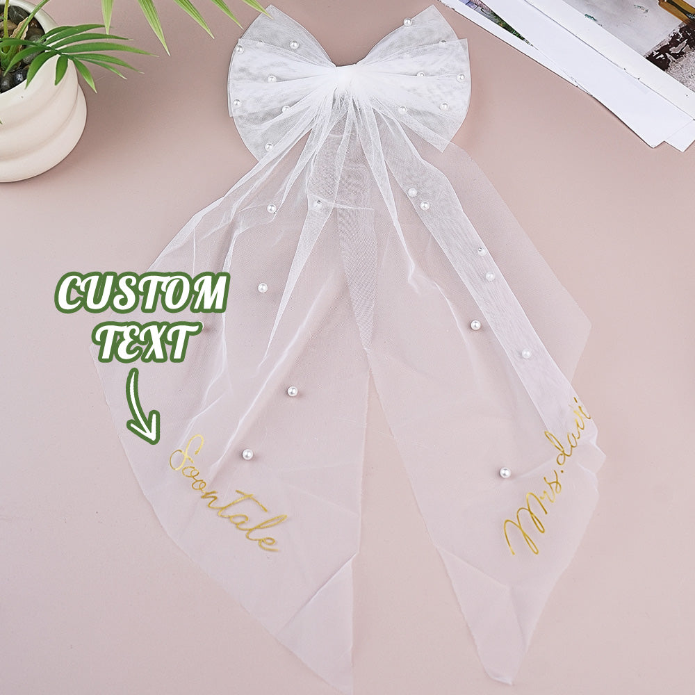 Fiocco Velo Sposa Personalizzato Nome Perle Accessorio Addio al Nubilato