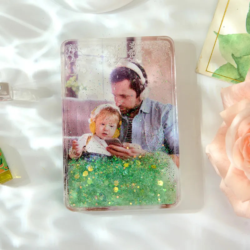 Calamita da Frigo Personalizzata con Foto | Con Brillantini Effetto Sabbie Mobili papà