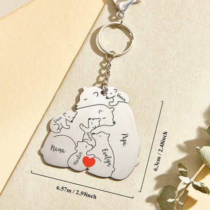 Portachiavi Personalizzato "Famiglia Orso" – Incisione Papa & Mama Bear – Regalo Unico per Genitori e Nonni