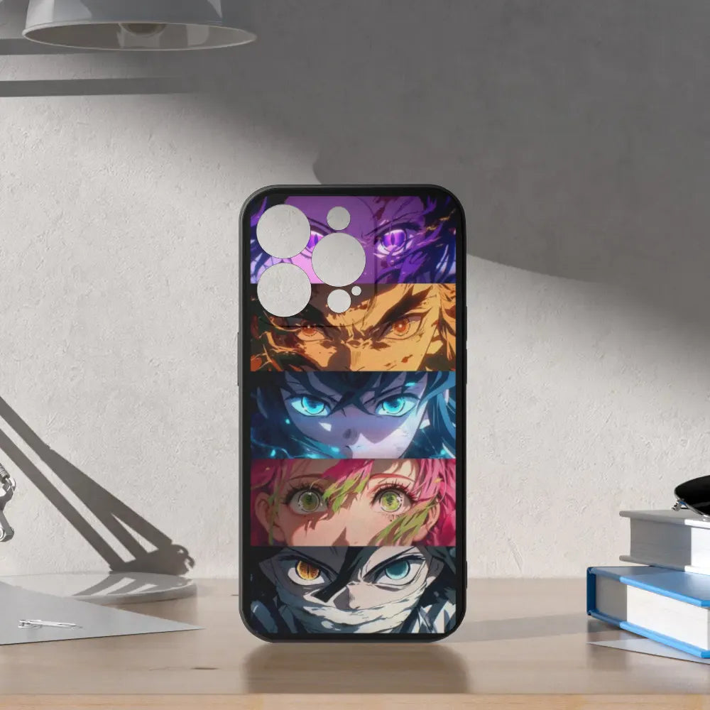 Custodia Nera iPhone 14, Pro, Max, Plus Protezione Slim Black Demon Slayer Kimetsu no yaiba