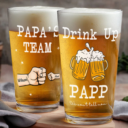 Bicchiere da Birra Personalizzato - "Bevi Papà, Non lo Diremo alla Mamma" - Regalo con Pugno per Papà e Nonno