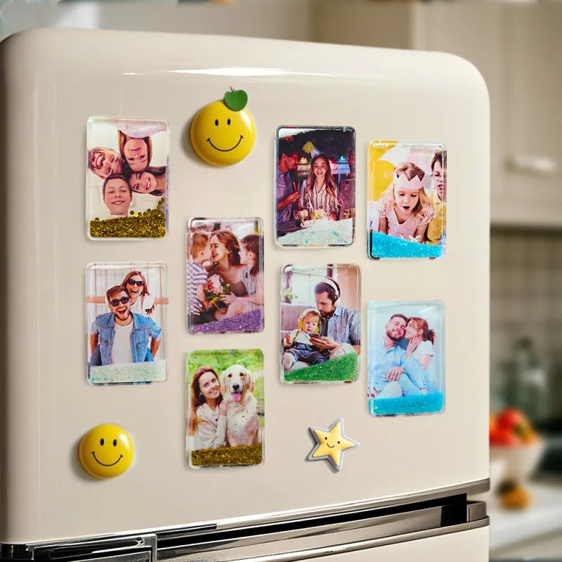 Calamita da Frigo Personalizzata con Foto | Con Brillantini Effetto Sabbie Mobili papà