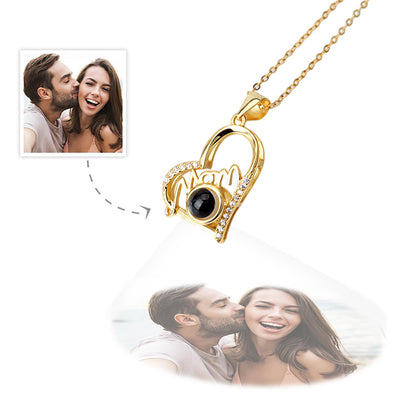 Collana con Proiezione Foto "Mamma" – Cuore in Argento Sterling 925 Personalizzato – Regalo Magico e Raffinato