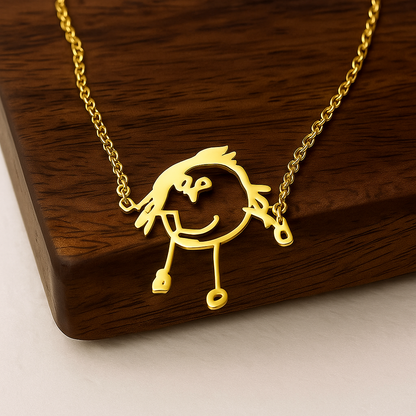 Collana "Line Art" Personalizzata – Ciondolo Realizzato dal Tuo Disegno – Gioiello Unico d'Autore