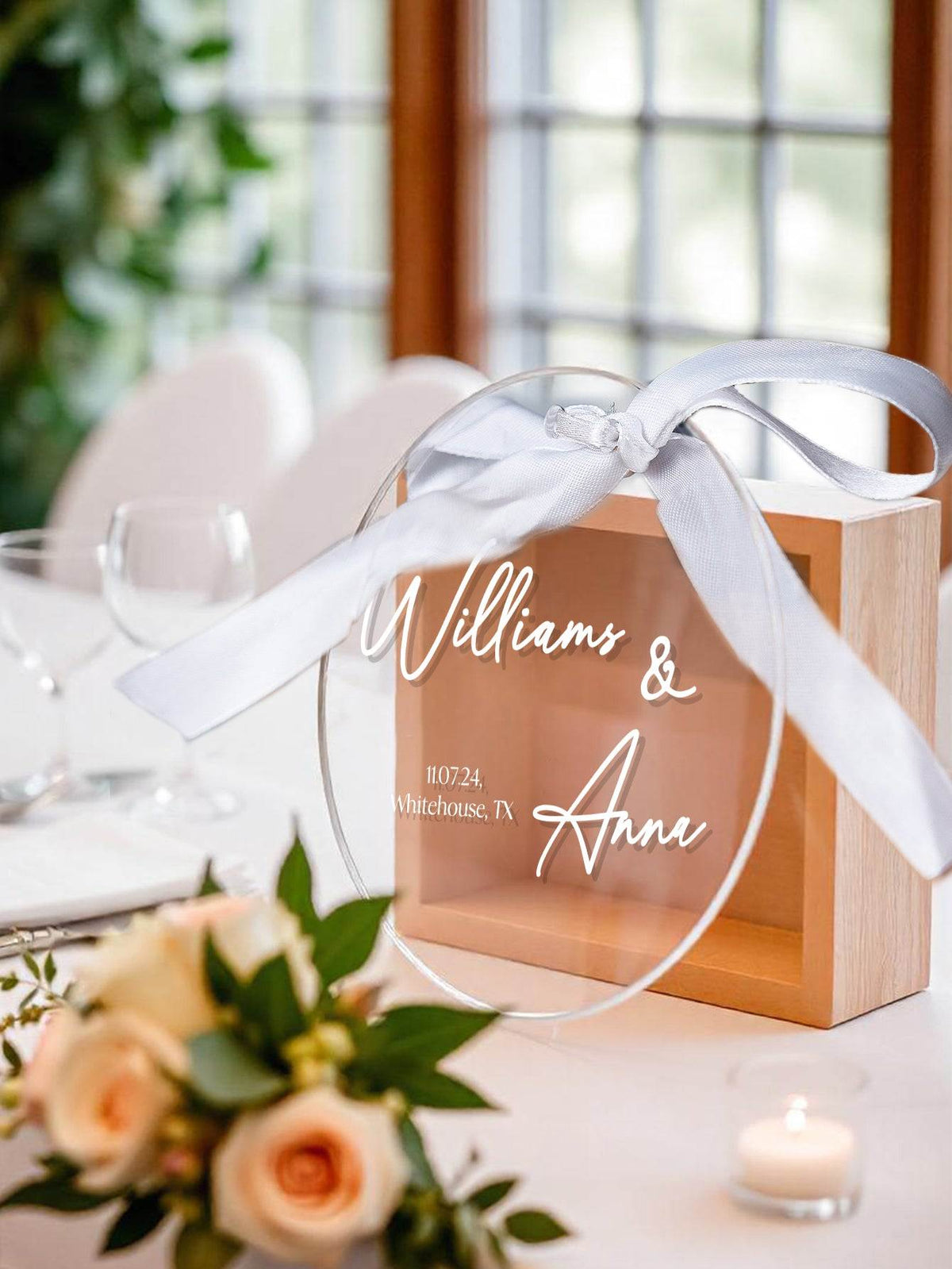 Porta Fedi Anelli Personalizzato in Acrilico Nozze Regalo Matrimonio Nomi