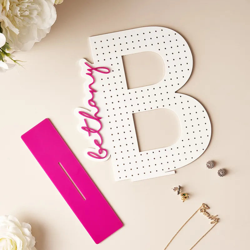 Porta Orecchini in Acrilico Personalizzato con Nome – Organizer Espositore Gioielli su Misura – Regalo per Lei e Festa della Mamma