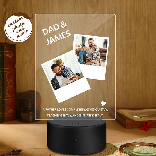 Lampada LED Personalizzata con Foto e Nome – Regalo Unico per la Festa del Papà e la Famiglia