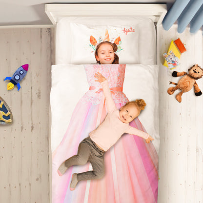 Set Copripiumino Principessa Personalizzato con Nome  2 Pezzi