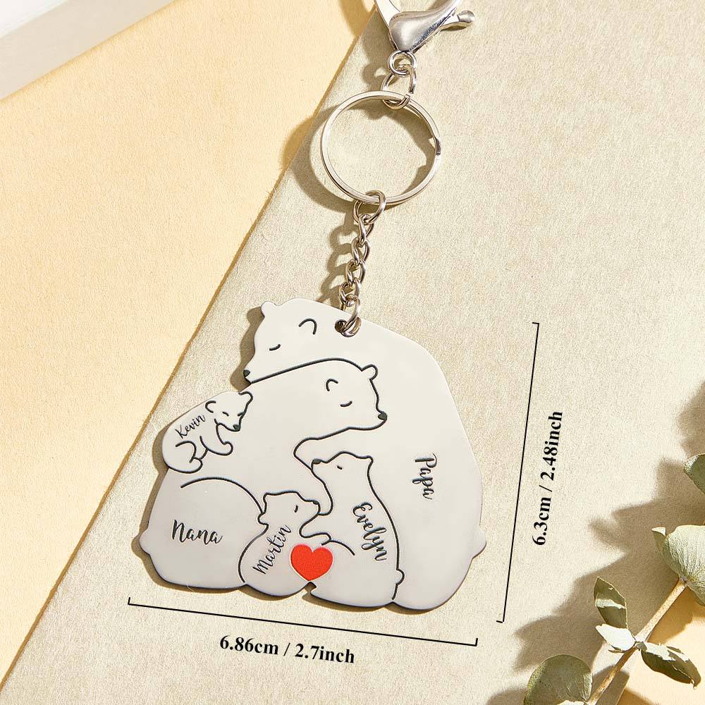 Portachiavi Personalizzato "Famiglia Orso" – Incisione Papa & Mama Bear – Regalo Unico per Genitori e Nonni