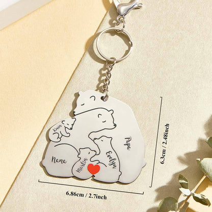 Portachiavi Personalizzato "Famiglia Orso" – Incisione Papa & Mama Bear – Regalo Unico per Genitori e Nonni