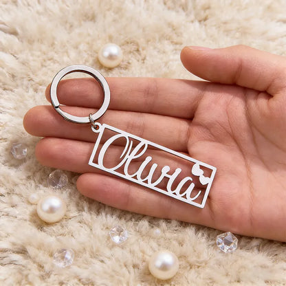 Portachiavi Personalizzato con Nome e Cuore Inciso – Regalo di Compleanno, Anniversario e San Valentino per Lui festa della mamma