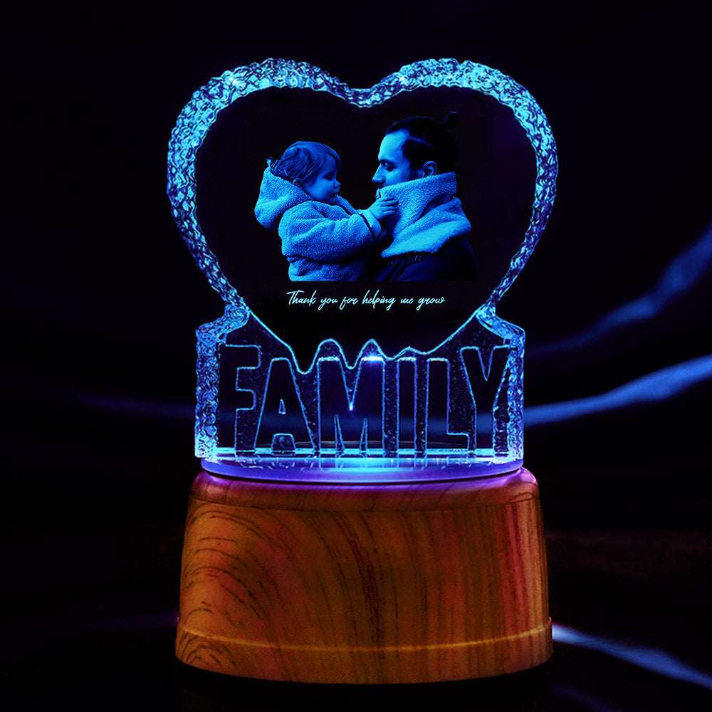 Cuore in Cristallo Personalizzato con Foto e Testo – Scultura 3D Elegante e Ricordo Prezioso per il Papà