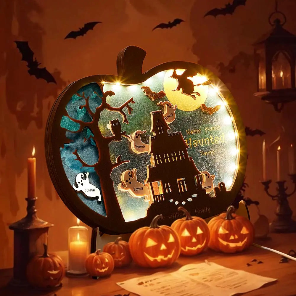 Luce Notte Decorazione Halloween Personalizzata Famiglia Lampada con Nome