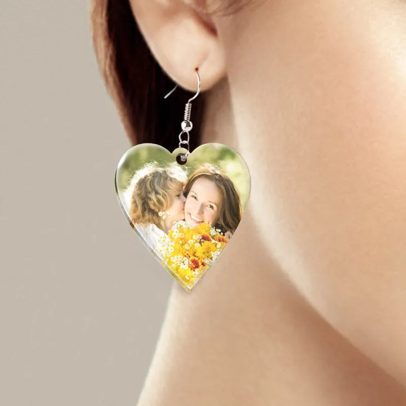 Orecchini a Cuore Personalizzati con Foto Regalo Festa della Mamma