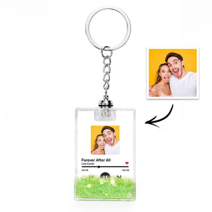 Portachiavi Luminoso Personalizzato con Foto e Codice Musicale – brillantini Colorate e Design Scansionabile papà