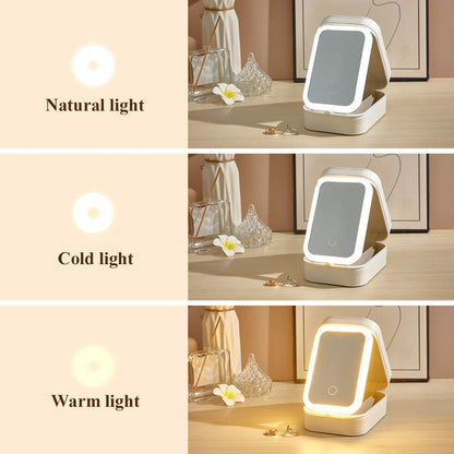 Portagioie Personalizzato con Fiore di Nascita e Specchio LED e Nome