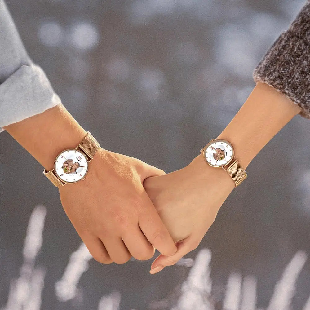 Orologio con Foto Incisa e Bracciale in Lega Oro Rosa – Quadrante 36mm – Regalo Personalizzato per la Mamma