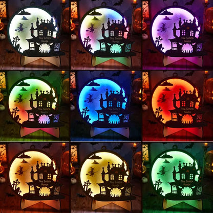 Luce Notte Halloween Personalizzata con Nome Cognome Famiglia Lampada LED Decorazione